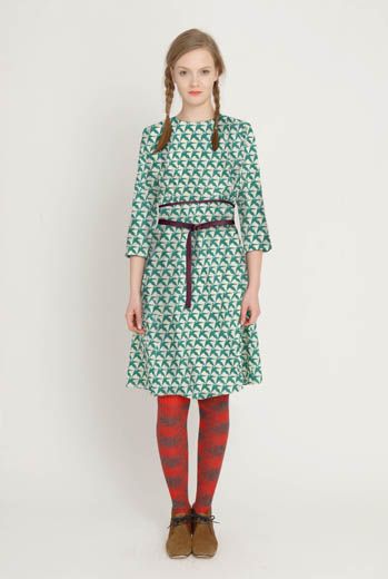 AW1213 THOUSAND PHEASANTS BELTED DRESS - DAMSON